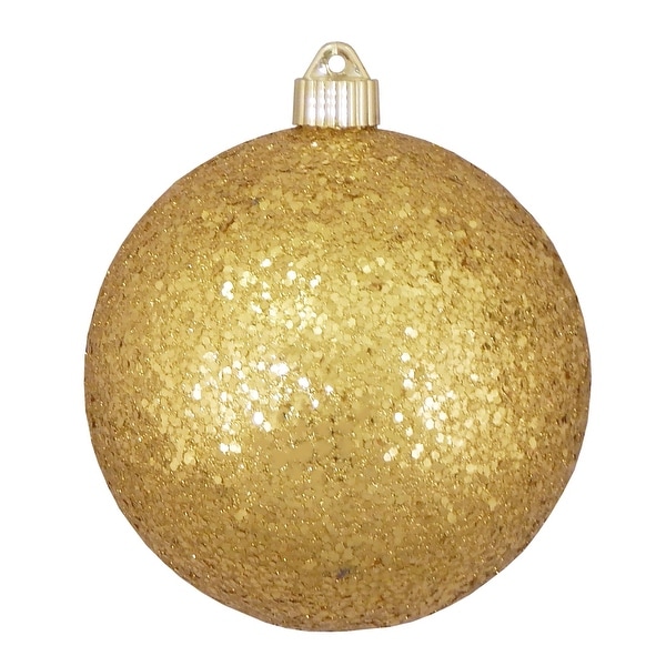 2ct Gold Shatterproof Glitter Christmas Ball Ornaments 6" (150mm